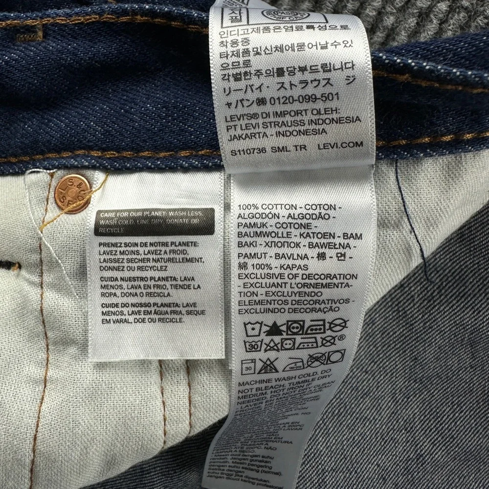 Levis 501 Original Fit Jeans Mens 34x34 Dark Indigo Blue Straight Leg Denim
